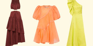 Aje’s Caliente Cut Out Dress;Riviera Asymmetric Braided Puff Sleeve Smock Dress;Bonjour Asymmetric Midi Dress.