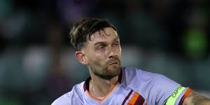 James O’Shea was sent off after receiving a second yellow card,after catching Mustafa Amini with his studs raised,as the Roar tried to get back on level terms.