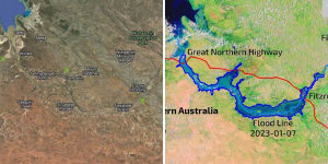 Before and after images of the Kimberley floodplain.