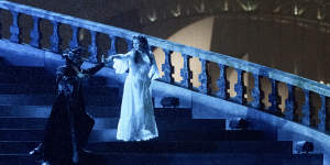 A scene from Phantom of the Opera on Sydney Harbour in March 2022.