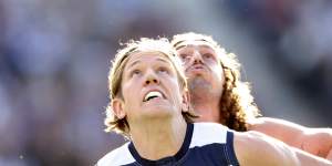 Rhys Stanley,seen here competing with Luke Jackson,remains out of contract at Geelong.