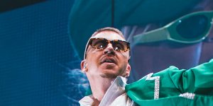 Macklemore at the Rod Laver Arena:maintains infectious,upbeat energy throughout his show.
