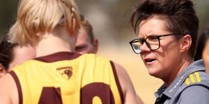 Time to move on:Hawthorn’s AFLW coach Bec Goddard.