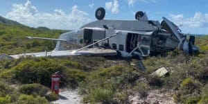 Wreckage of a plane that crashed on Lizard Island in Queensland.