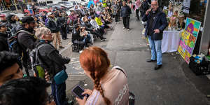 Protesters outside the Department of Home Affairs Office in Melbourne on Thursday.