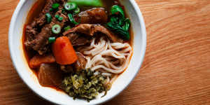 Premium wagyu version of the Taiwanese beef noodle soup.