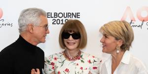 Powerful trio:Baz Luhrmann,Anna Wintour and Julie Bishop in Melbourne on Thursday.