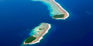 An aerial View of the Chuuk Atoll Islands.