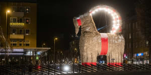 Sweden’s giant Christmas goat torched again in long-running local prank