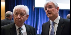 Frank Lowy and son Steven – business people,but also football people.