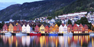 These striking coloured warehouses line the port in Bergen,in Norway.