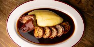 Go-to dish:Pied de cochon,AKA stuffed pig’s trotter,with mash.