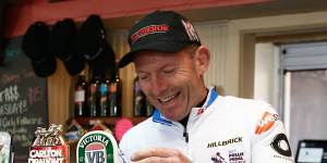 Former Prime Minister Tony Abbott,pictured during this year's Pollie Pedal tour.