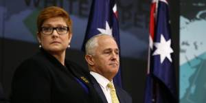 Prime Minister Malcolm Turnbull launches his 2016 Defence white paper with Defence Minister Marise Payne.