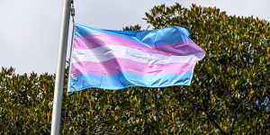 The transgender flag outside Treasury Place on Wednesday.