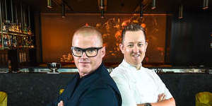 Heston Blumenthal (left) and chef Ashley Palmer-Watts at Dinner.