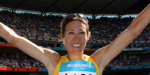 Inspirational Kerryn McCann at the MCG in 2006 when she won back to back Commonwealth gold in 2002 and 2006.