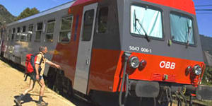 Local train at station,Wachau region. Austria