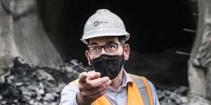 Premier Daniel Andrews at the State Library station,part of the Metro Tunnel project,in November.