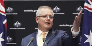 Prime Minister Scott Morrison during a press conference to provide an update on the COVID-19 coronavirus pandemic,at Parliament House in Canberra on Friday 24 April 2020. fedpol Photo:Alex Ellinghausen