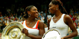 Serena Williams,left,wins the Wimbedon title on July 5,2003,defeating sister Venus in three sets.