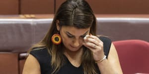 Independent Victorian Senator Lidia Thorpe held back tears as she delivered a speech in the chamber alleging she had been assaulted in Parliament House. 