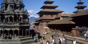 Pattans Durbar Square with Buddhist and Hindu Temples from the 17th Century,Kathmandu,Nepal. 