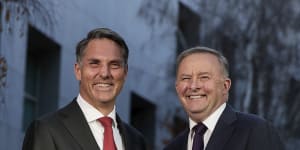 Richard Marles,left,with Anthony Albanese,has long been interested in national security.