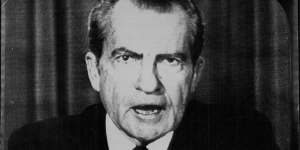 President Richard Nixon announces his resignation on August 8,1974.