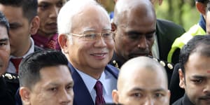 Former Malaysian prime minister Najib Razak arrives at a court house in Kuala Lumpur on Wednesday.