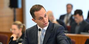 Senior counsel assisting the inquiry Edward Gisonda SC during the Commission of Inquiry into the CFMEU and Misconduct in the Construction Industry in Brisbane on Tuesday.