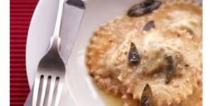 Ricotta and silverbeet-filled ravioli