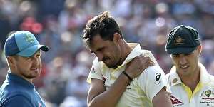 Mitchell Starc was injured diving for a ball.