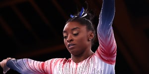 Simone Biles was back in action on the beam.