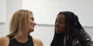 Natalie Bassingthwaighte and Emily Nkomo during rehearsals. 