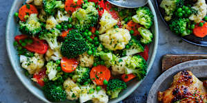 Garlic buttered vegetables.