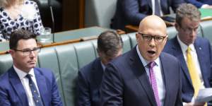 Opposition Leader Peter Dutton during question time at Parliament House on Wednesday.