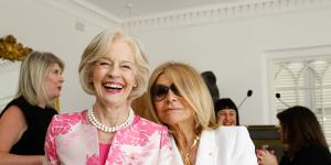 Dame Quentin Bryce and Carla Zampatti at the launch of My Life,My Look in Sydney in 2015. 
