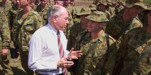 Then prime minister John Howard farewells Australian soldiers heading to East Timor in September 1999.