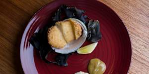 Dashi abalone with house-made tartare sauce.