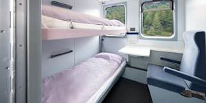Inside one of the shared couchette compartments