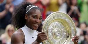 Serena Williams with her seventh Wimbledon trophy,and her 22nd overall grand slam title. 