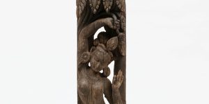 The wooden temple strut (tunala) depicting a tree deity (yakshi) from the 1200s. 