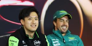 All smiles:Zhou Guanyu of Stake F1 Team Kick Sauber looks on in the drivers press conference.