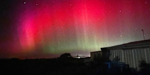 The Aurora Australis at 5am on Monday,as seen from Dutton Way in Bolwarra,near Portland.