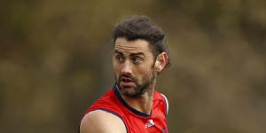 Brodie Grundy at Melbourne training earlier this month.