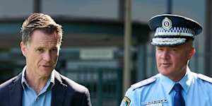 NSW Premier Chris Minns and Police Commissioner Mal Lanyon speak to the media about the rally on Saturday.