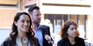 Brittany Groth (left) and Sam Groth (centre) pictured arriving at the Federal Court of Australia in Sydney