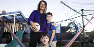 Tracey Adamson with her sons Emmanuel,7,and Sonny,10.