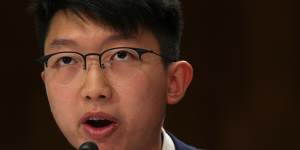 Sunny Cheung testifies during a hearing before the Congressional-Executive Commission on China in Washington. 